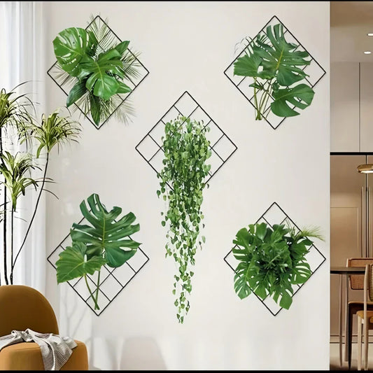 5 Pcs Grass Wall Sticker, 3D Artificial Plant Wall Art,