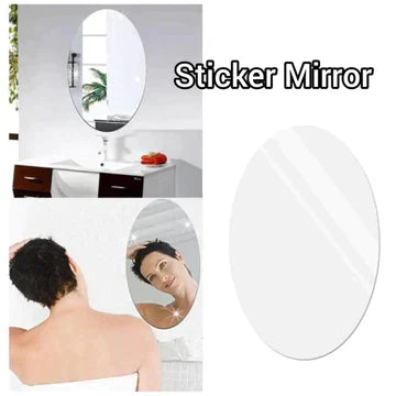 STICKY SELF-ADHESIVE OVAL SHAPE SMALL-SIZE MIRROR STICKER PAPER ( 12-INCHES X 8-INCHES SIZE )